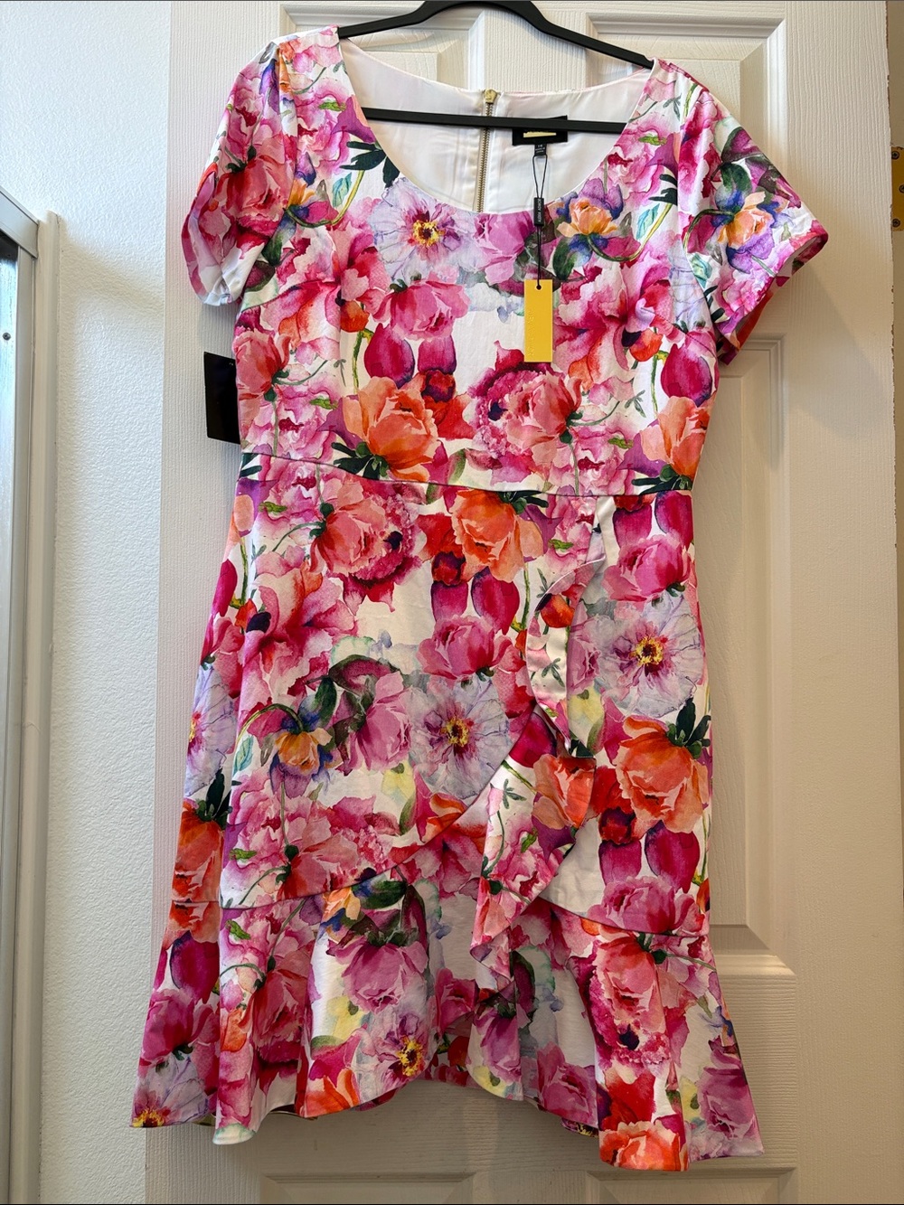 Alexia Admor Pink, Orange & Purple Floral Ruffle Dress